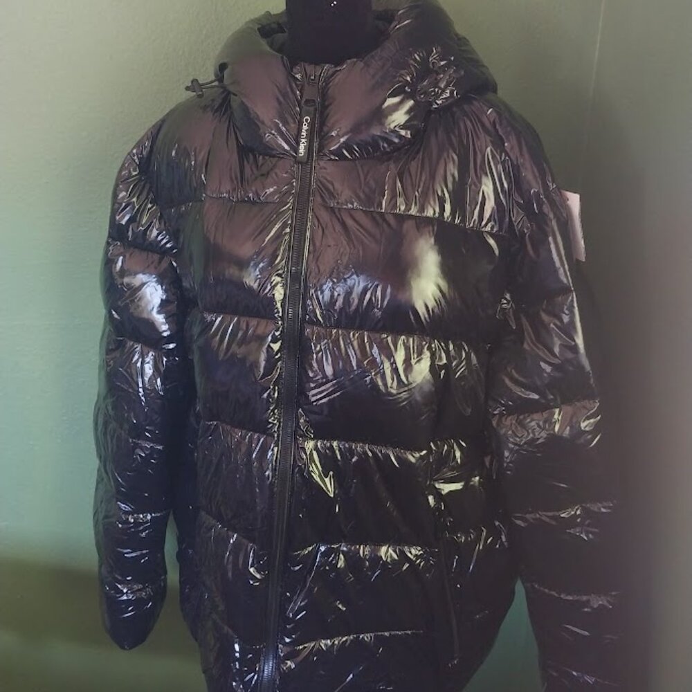 XXL High Shine Calvin Klein Hooded Puffer Jacket